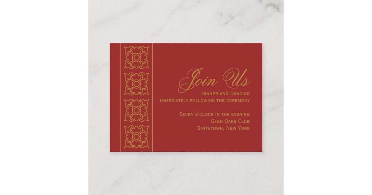 Elegant Patterned Indian Wedding Reception Enclosure Card | Zazzle.com