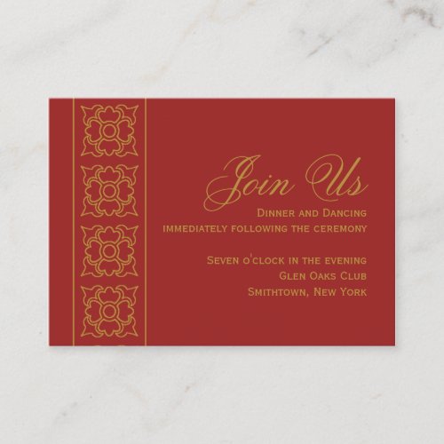 Elegant Patterned Indian Wedding Reception Enclosure Card
