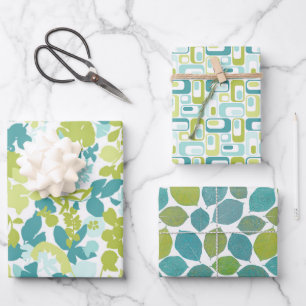 Elegant Patterns Aqua Teal Blue Apple Green Wrapping Paper Sheets