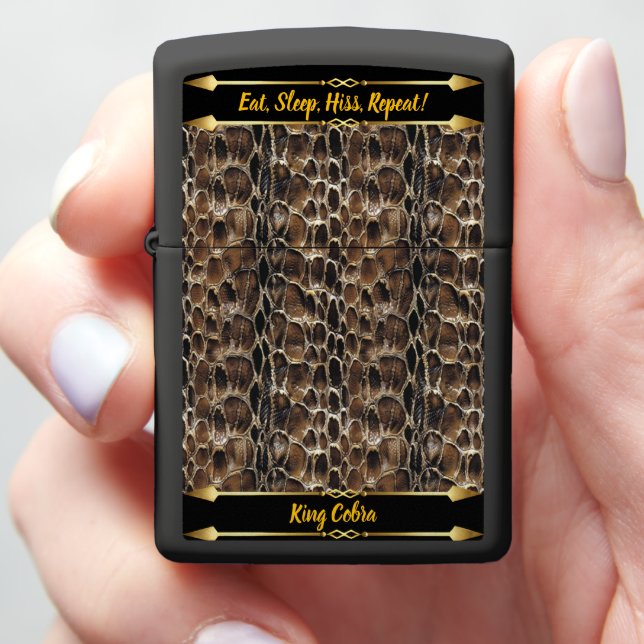 Elegant patterns of shed snake skins on display zippo lighter (In Hand)