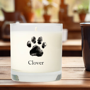 Elegant Paw Print Pet Dog Cat Memorial  Scented Candle