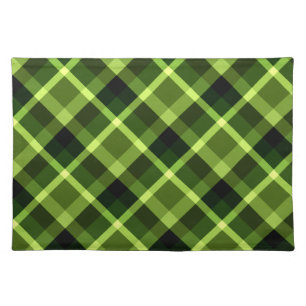 Elegant Pea Green Plaid Pattern Cloth Placemat