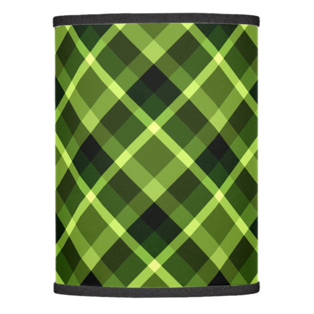 Elegant Pea Green Plaid Pattern Lamp Shade (Front)