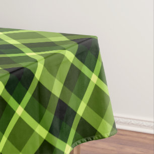 Elegant Pea Green Plaid Pattern Small Tablecloth