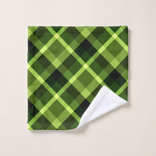 Elegant Pea Green Plaid Pattern Washcloth