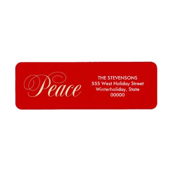 Elegant Peace Holiday Red Return Address Labels by pixiestick at Zazzle