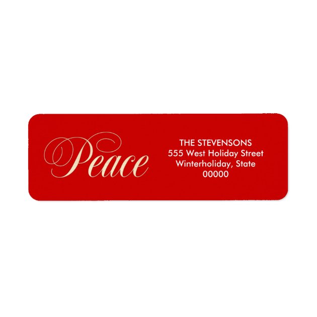 Elegant Peace Holiday Red Return Address Labels