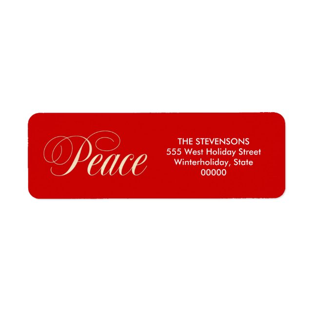 Elegant Peace Holiday Red Return Address Labels (Front)