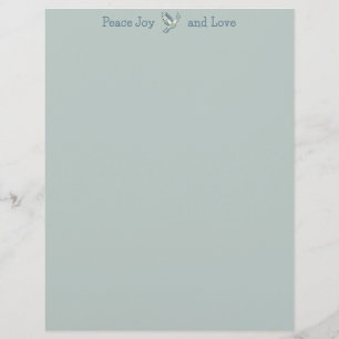Elegant Peace Joy and Love Graphic Dove Sage Letterhead