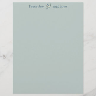 Elegant Peace Joy and Love Graphic Dove Sage Letterhead