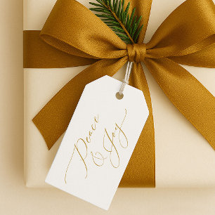 Elegant “Peace & Joy” Gold Script Christmas Gift Tags