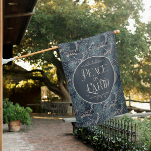 Elegant Peace on Earth Christmas House Flag