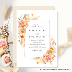 Elegant Peach and Cream Delicate Floral Wedding Invitation
