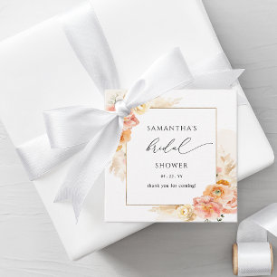 Elegant Peach and Cream Floral Bridal Shower Favor Tags