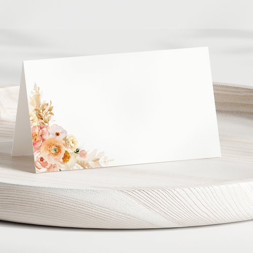 Elegant Peach and Cream with Monogram Wedding Place Card