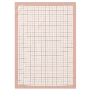 Elegant Peach and Grey Checkered Tablecloth