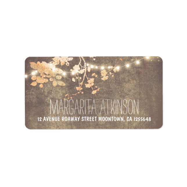 elegant peach and pin string lights address labels (Front)
