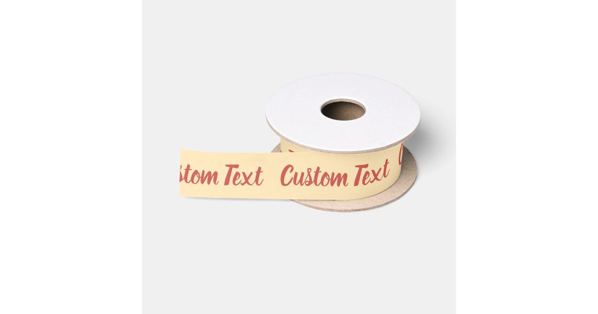 Elegant Peach and Red Script Text Template Satin Ribbon | Zazzle