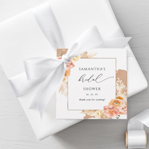 Elegant Peach and Terracotta Floral Bridal Shower Favor Tags