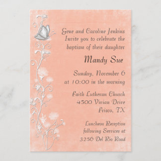Elegant Peach and White Baptism Invitation