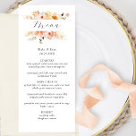 Elegant Peach, Blush and Champagne Wedding Menu<br><div class="desc">Elegant Menu template with exquisite watercolor floral detail in a beautiful blend of peach, orange, blush, dusty coral, cream and champagne hues. Easy to fill in template with your name(s), date and menu description. If needed you can use the editor tool and make changes to text style, size, position and...</div>