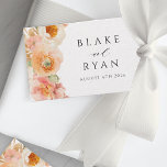 Elegant Peach, Blush and Cream  Wedding Favor Gift Tags<br><div class="desc">Add a beautiful elegant personalized gift tag to your wedding favors! Design with exquisite watercolor flowers in peach, orange, blush pink and cream hues showcasing your names and date in beautiful mix of block typography and modern hand written calligraphy. Option to edit design using the design tool and change text's...</div>