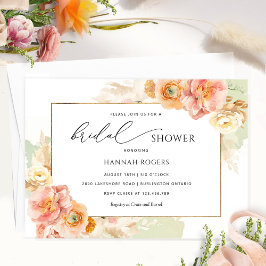 Elegant Peach, Blush and Green Bridal Shower Invitation