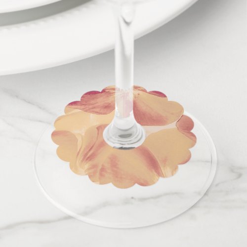 Elegant Peach Blush Blossom Wine Glass Tag