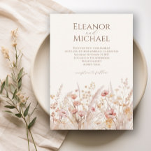 Elegant Peach Blush Watercolor Floral Wedding