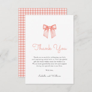 Elegant Peach Bow Baby Shower Thank You Card