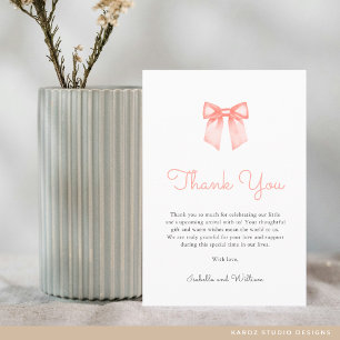 Elegant Peach Bow Baby Shower Thank You Card
