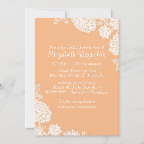 Elegant Peach Bridal Shower Invitations