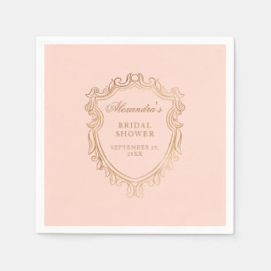 Elegant Peach Bridal Shower Party Napkins