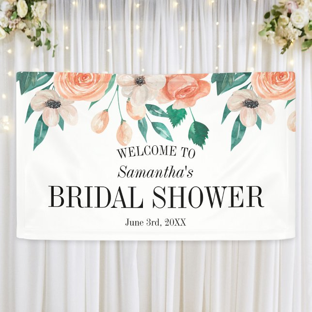 Elegant Peach Bridal Shower Personalized Banner (Elegant Peach Bridal Shower Personalized Banner
)