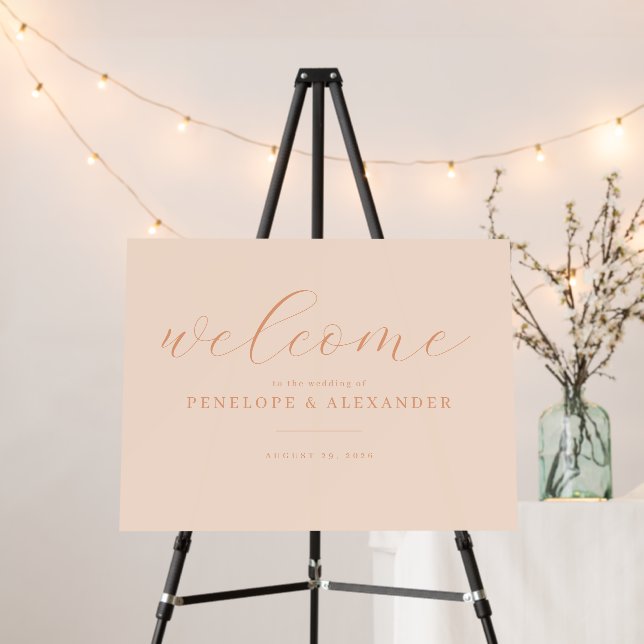 Elegant Peach Calligraphy Foam Board (In Situ (Stand))