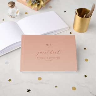 Elegant Peach Calligraphy Guest Book