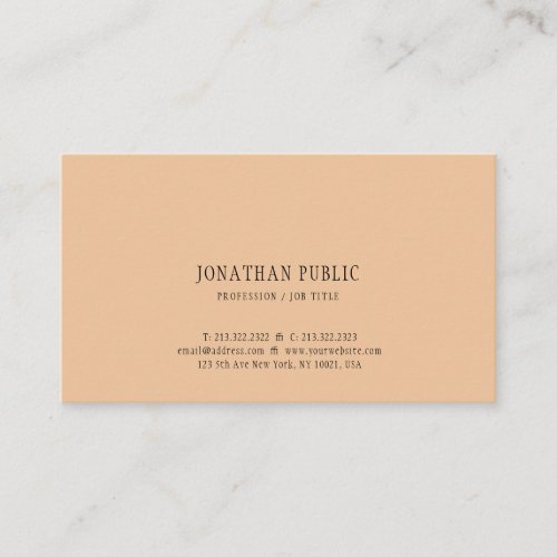 Elegant Peach Color Modern Minimalist Template Top Business Card