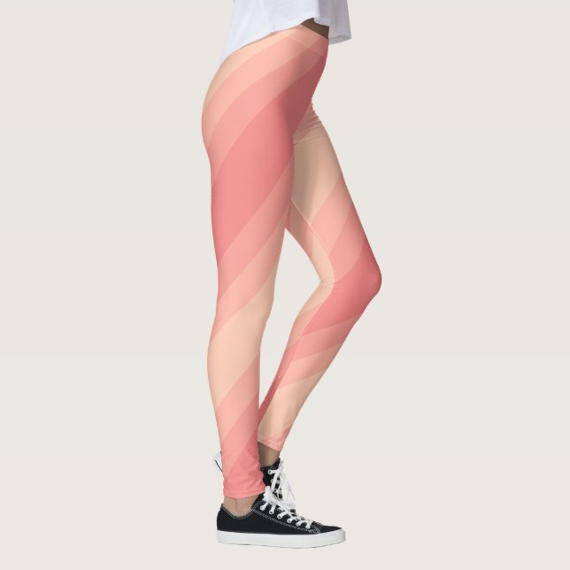 Elegant Peach Color Stripes Template Modern Leggings (Right)