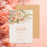 Elegant Peach Cream Floral 50th Birthday Invitation<br><div class="desc">Elegant peach and cream watercolor floral and foliage 50th birthday party invitation for women. Contact me for assistance with your customizations or to request additional matching or coordinating Zazzle products for your event(s)</div>