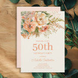 Elegant Peach Cream Floral 50th Birthday Invitation<br><div class="desc">Elegant peach and cream watercolor floral and foliage 50th birthday party invitation for women. Contact me for assistance with your customizations or to request additional matching or coordinating Zazzle products for your event(s)</div>