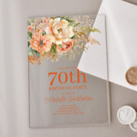 Elegant Peach Cream Floral 70th Birthday