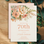 Elegant Peach Cream Floral 70th Birthday Invitation<br><div class="desc">Elegant peach and cream watercolor floral and foliage 70th birthday party invitation for women. Contact me for assistance with your customizations or to request additional matching or coordinating Zazzle products for your event(s)</div>