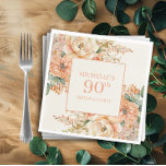 Elegant Peach Cream Floral 90th Birthday Napkins<br><div class="desc">Elegant peach and cream watercolor floral and foliage 90th birthday party paper napkins for women. Contact me for assistance with your customizations or to request additional matching or coordinating Zazzle products for your event(s)</div>