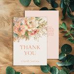 Elegant Peach Cream Floral Birthday  Thank You Card<br><div class="desc">Elegant peach and cream watercolor floral and foliage birthday party Thank You card. Contact me for assistance with your customizations or to request additional matching or coordinating Zazzle products for your event(s)</div>