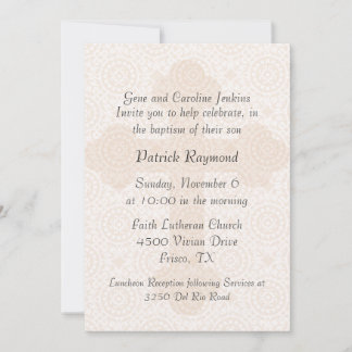 Elegant Peach Cross Custom Baptism Invitation