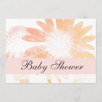 Elegant Peach Daisy Flower Baby Shower Invitation by Mintleafstudio at Zazzle