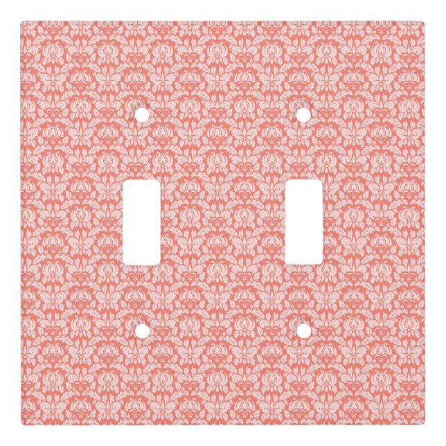 Elegant Peach. Damask Light Switch Cover (Front)