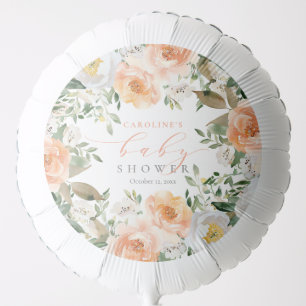 Elegant Peach Floral Baby Bloom Girl Baby Shower Balloon