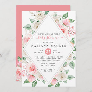 Elegant Peach Floral Baby Shower Invitation