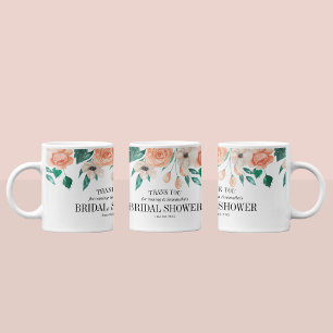 Elegant Peach Floral Bridal Shower Custom Favors Coffee Mug